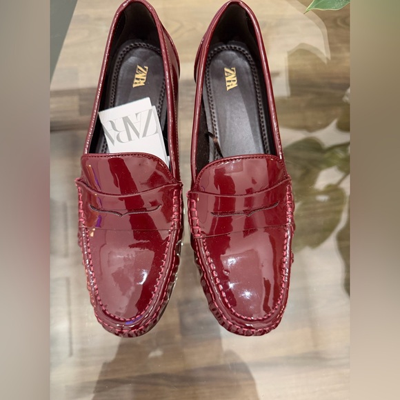Zara Shoes - ZaraWomen’s Glossy Merlot Slip-On Loafers NWT Size 8